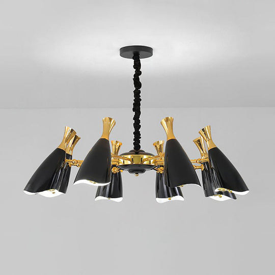 Horn-Shaped LED Suspension Light: Metallic Simplicity Chandelier for Living Room