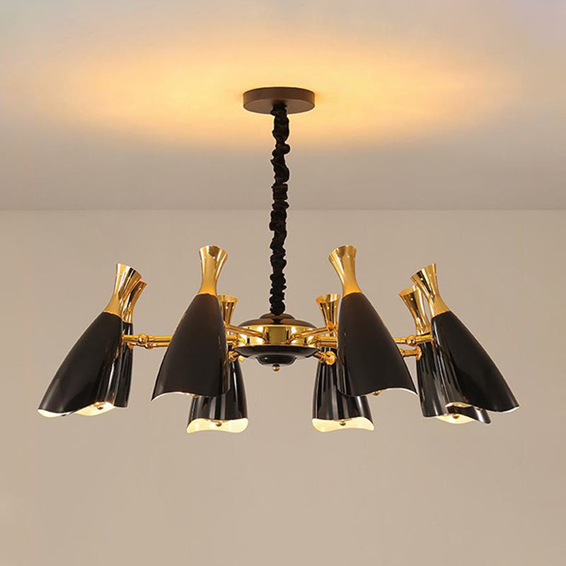 Sleek Metallic Led Chandelier For Modern Living Room Décor