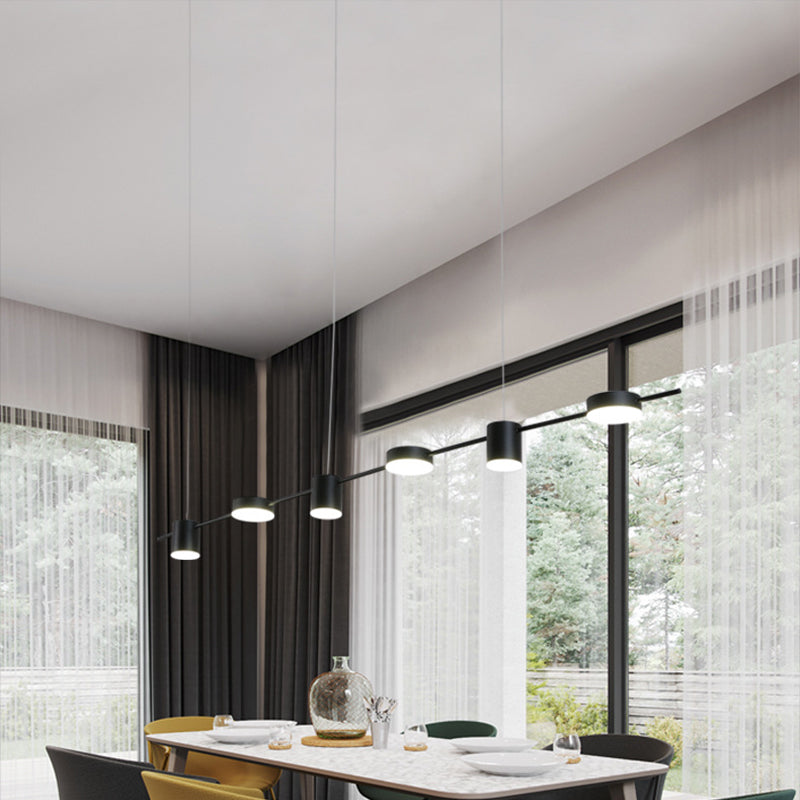 Modern Led Pendant Light For Dining Room - Linear Shaped Metallic Finish Island & Hanging