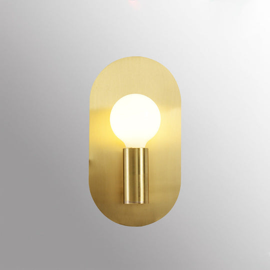 Postmodern Oval Metallic Wall Light: 1-Light Brass Lamp