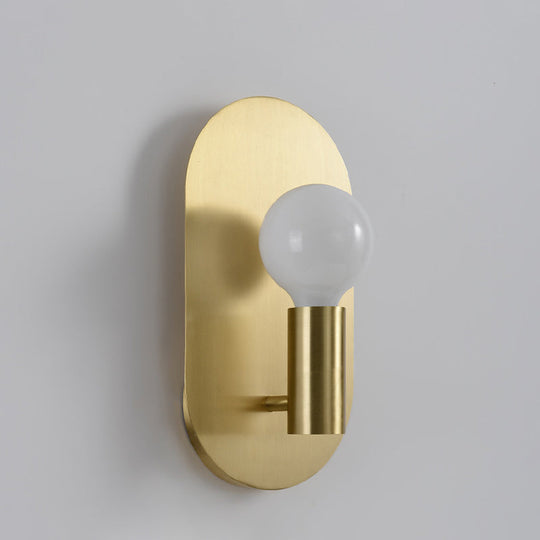 Postmodern Oval Metallic Wall Light: 1-Light Brass Lamp