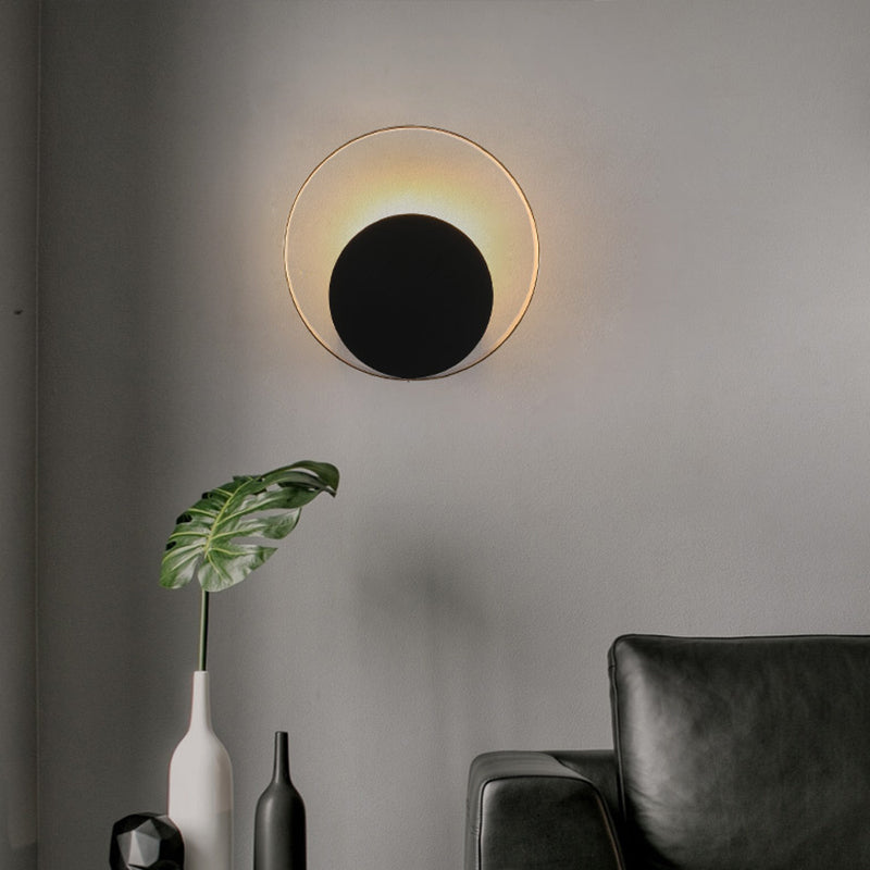 Black Ring Wall Mount Led Lamp For Modern Living Room Décor