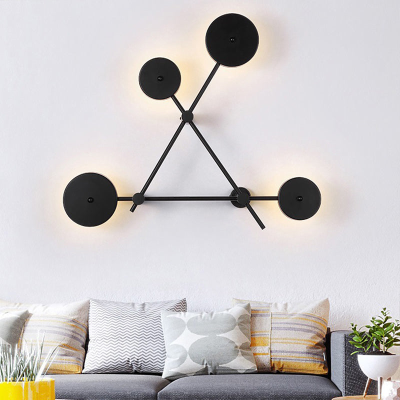 Modern Geometric Led Wall Light Fixture For Living Room - Metallic Mounted Lamp