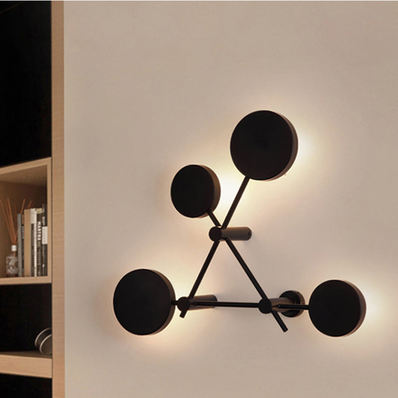 Modern Geometric Led Wall Light Fixture For Living Room - Metallic Mounted Lamp