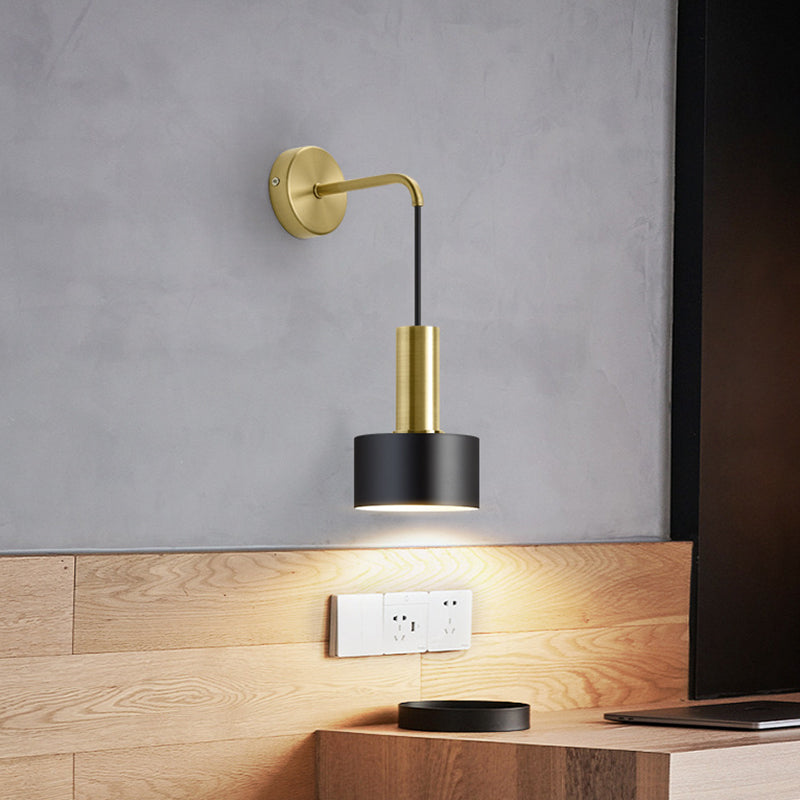Modern Grenade Shaped Wall Lamp - Metallic Single Bedside Lighting Fixture Black / A