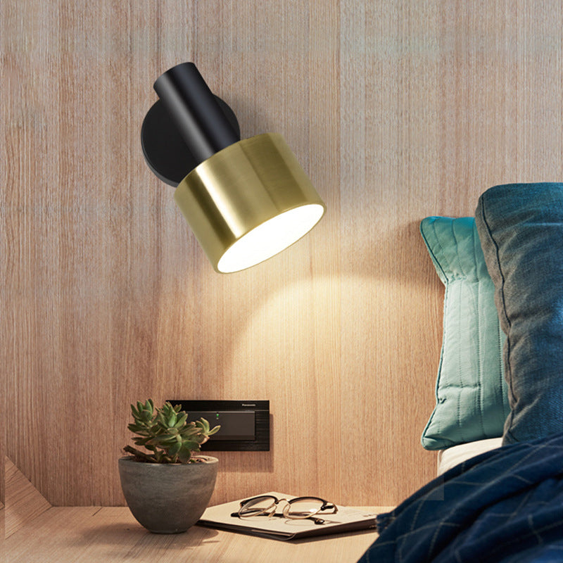 Modern Grenade Shaped Wall Lamp - Metallic Single Bedside Lighting Fixture Black / B