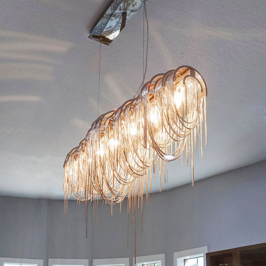 Postmodern Aluminum Tassel Pendant Lighting With 10 Bulbs - Island Ceiling Light Gold / 23.5