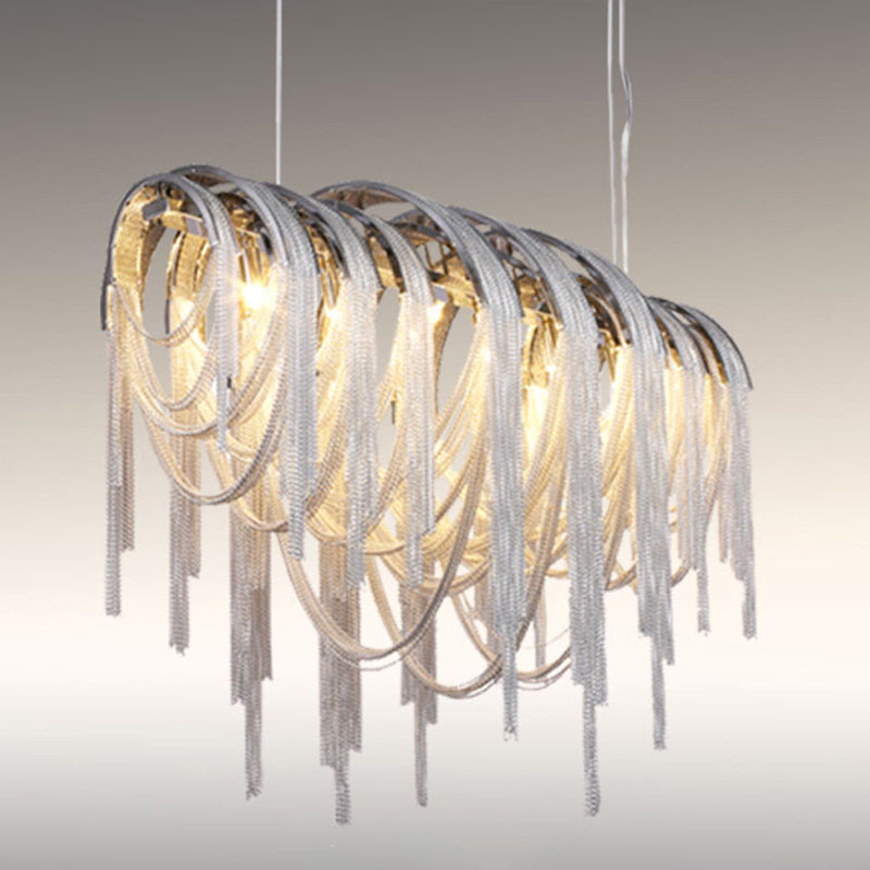 Postmodern Aluminum Tassel Pendant Lighting With 10 Bulbs - Island Ceiling Light