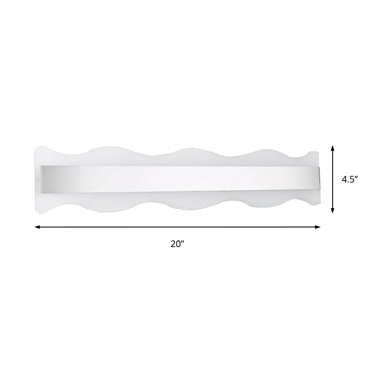 Modern Acrylic Wave Vanity Lighting - Led 16/20 Wide White Sconce Light Fixture White/Warm