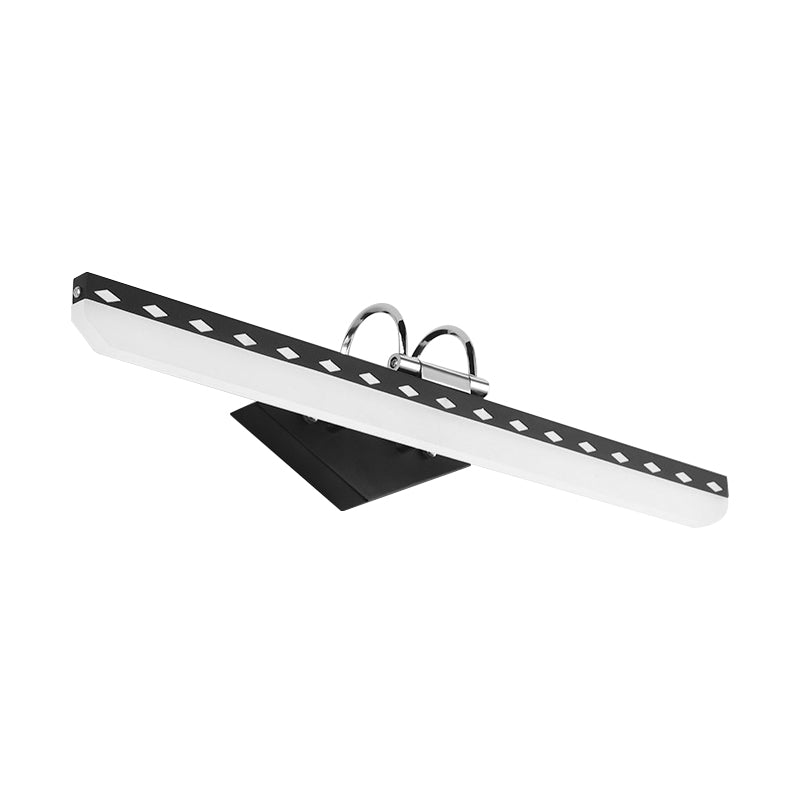 Modernist Acrylic Linear Led Vanity Wall Sconce - 15/19/23 Wide Black/White Curved Arm Natural Light