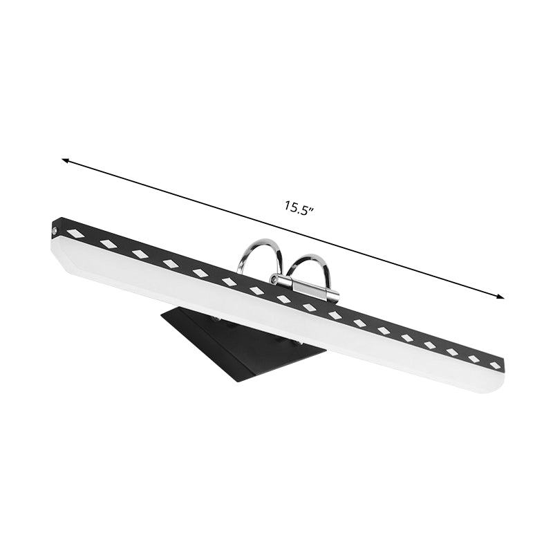 Modernist Acrylic Linear Led Vanity Wall Sconce - 15/19/23 Wide Black/White Curved Arm Natural Light