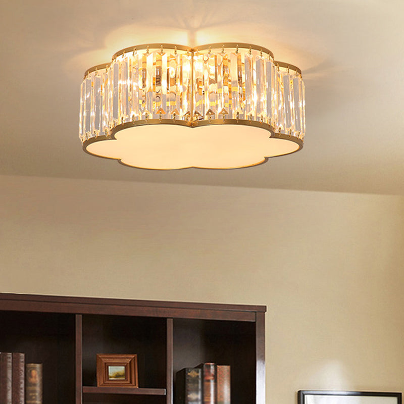 Clear Crystal Floral Flush Mount Ceiling Light For Living Room Gold / 15.5