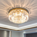 Minimalist Gold Crystal Flush Mount Lighting Fixture For Living Room
