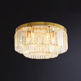 Minimalist Gold Crystal Flush Mount Lighting Fixture For Living Room / 19.5