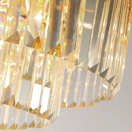 Minimalist Gold Crystal Flush Mount Lighting Fixture For Living Room