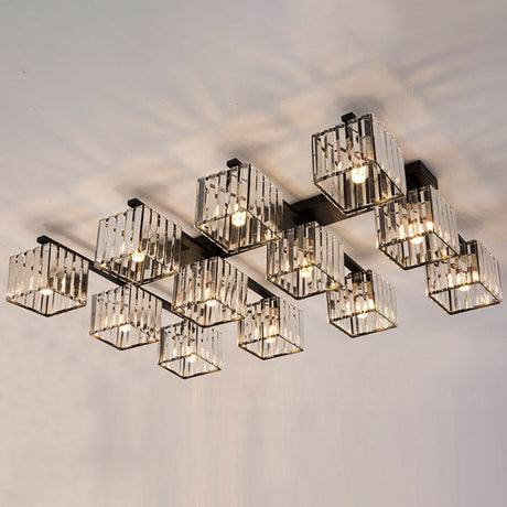 Modern Crystal Square Flush Ceiling Light For Artistic Living Room Decor