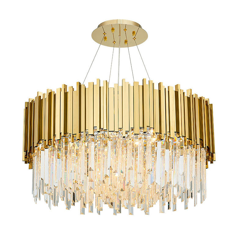 Modern Geometric Crystal Prism Chandelier With 12 Gold Heads For Living Room Island