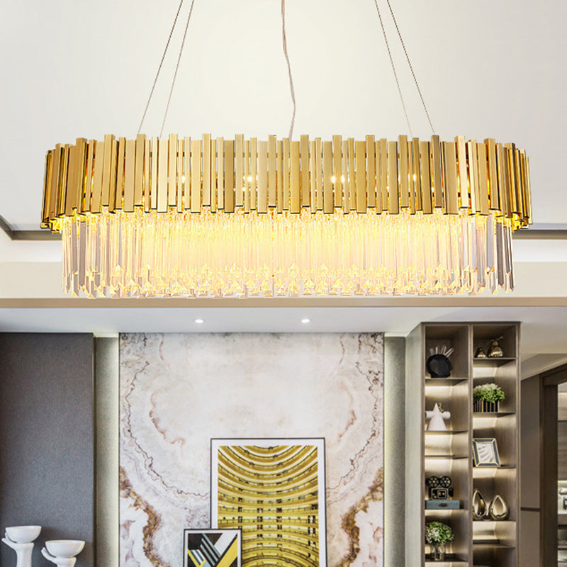 Modern Geometric Crystal Prism Chandelier With 12 Gold Heads For Living Room Island / 31.5 Oval