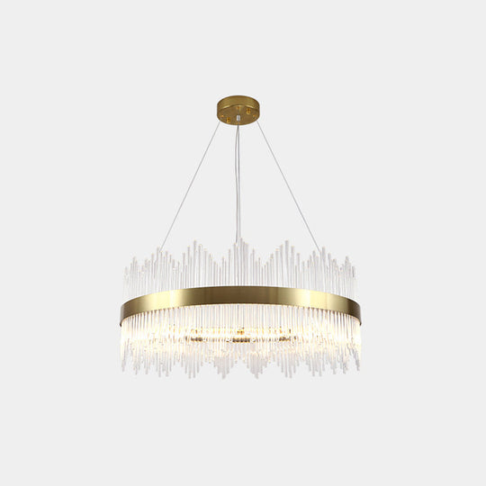 Artistic Gold Led Crystal Rod Chandelier Light - Ideal For Living Room Décor