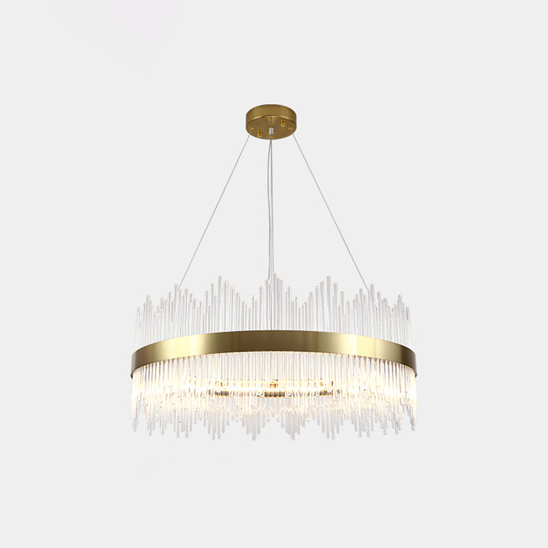 Artistic Gold Led Crystal Rod Chandelier Light - Ideal For Living Room Décor