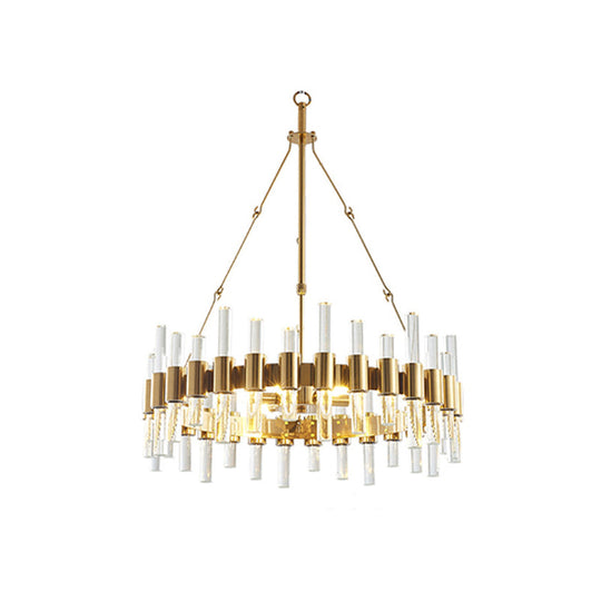 Modern Gold Crystal Rod Loop Chandelier Pendant Light