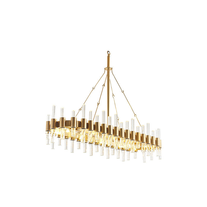 Modern Gold Crystal Rod Loop Chandelier Pendant Light