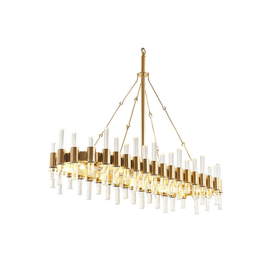 Modern Gold Crystal Rod Loop Chandelier Pendant Light