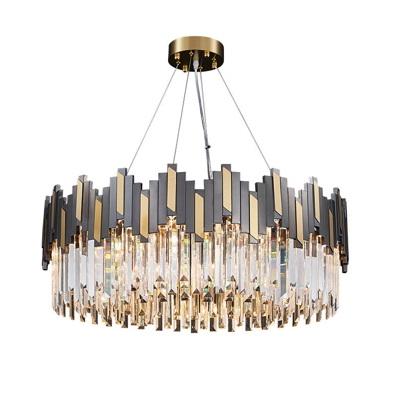 Gold-Black Crystal Chandelier Pendant Light for Living Room - Elegant Simplicity