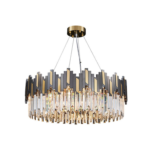 Gold-Black Crystal Chandelier Pendant Light for Living Room - Elegant Simplicity