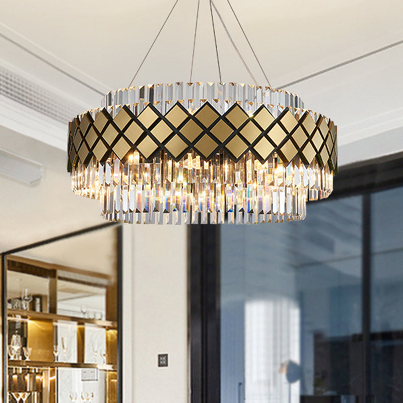 Artistic Round Crystal Chandelier In Gold Stunning Suspension Lighting For Living Room