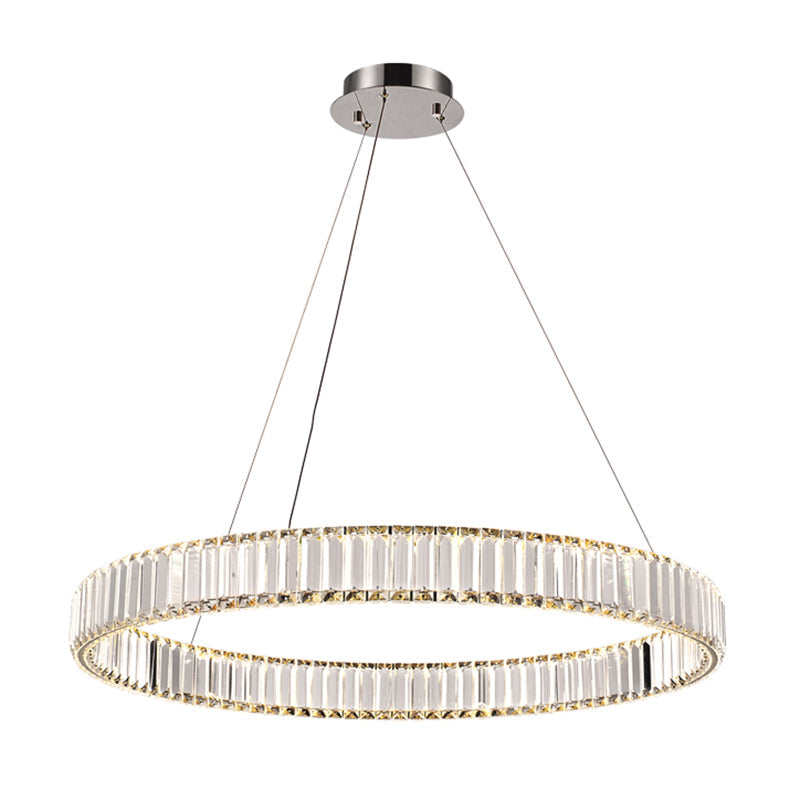 Modern Led Circle Chandelier Pendant Light With Clear Crystals For Living Room Silver / 1 Tier 15.5