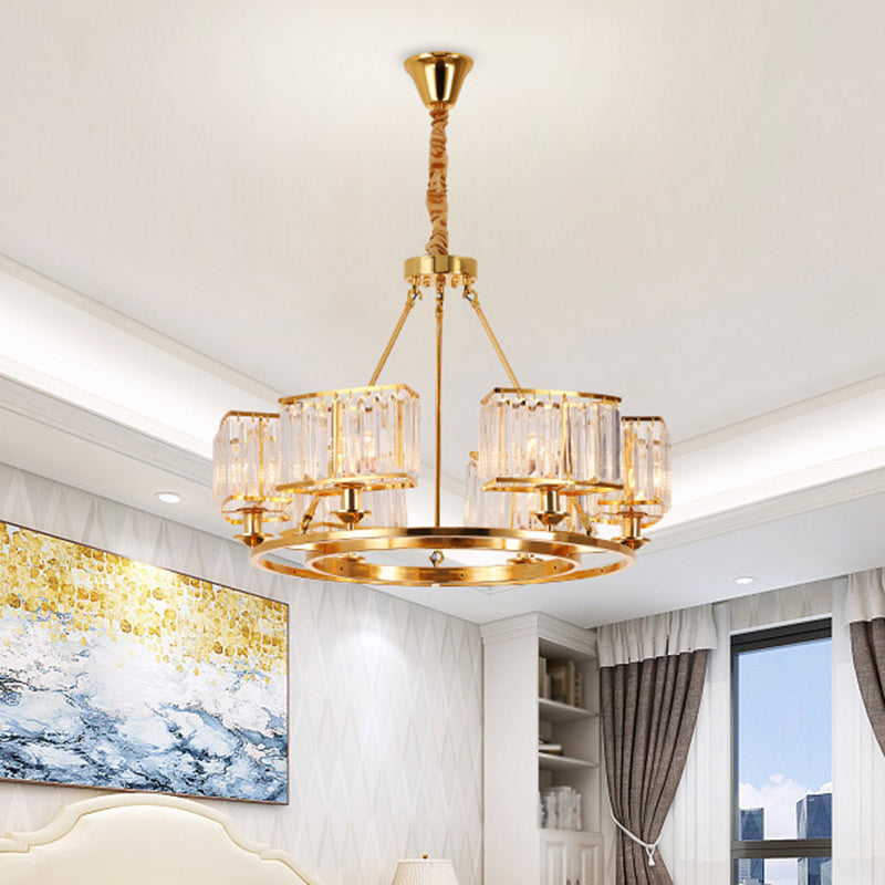 Minimalist Gold K9 Crystal Chandelier Pendant Light For Dining Room 6 /