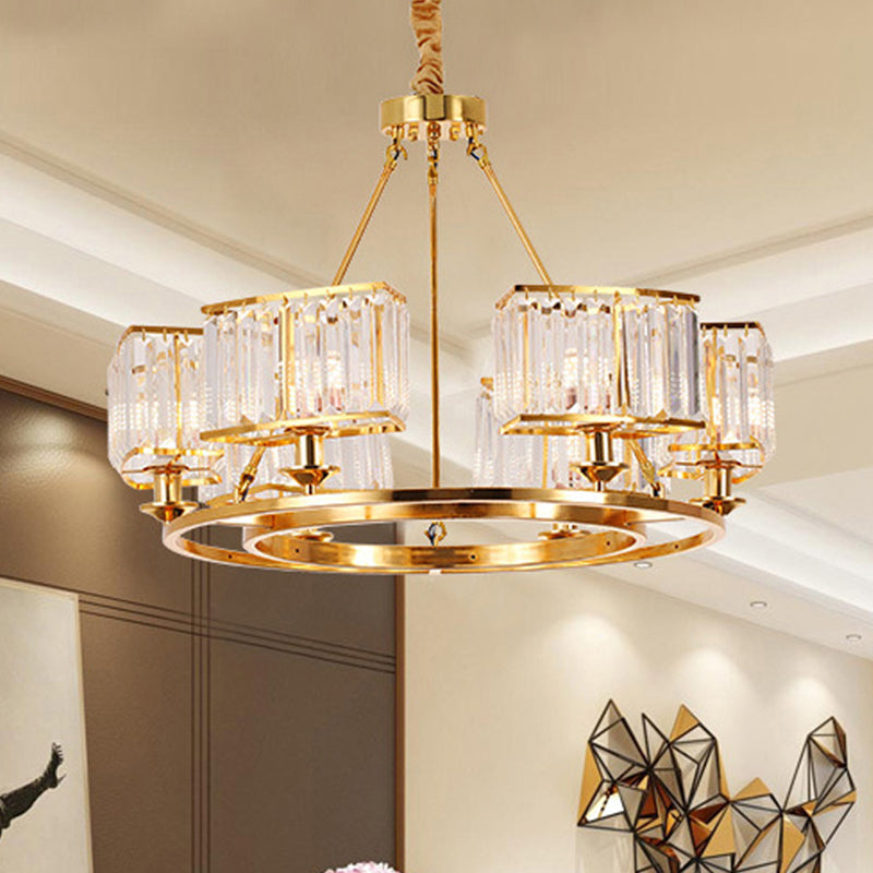 Minimalist Gold K9 Crystal Chandelier Pendant Light For Dining Room