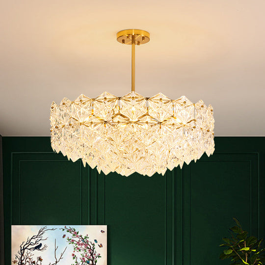 Modern Gold K9 Crystal Snowflake Chandelier Pendant Light