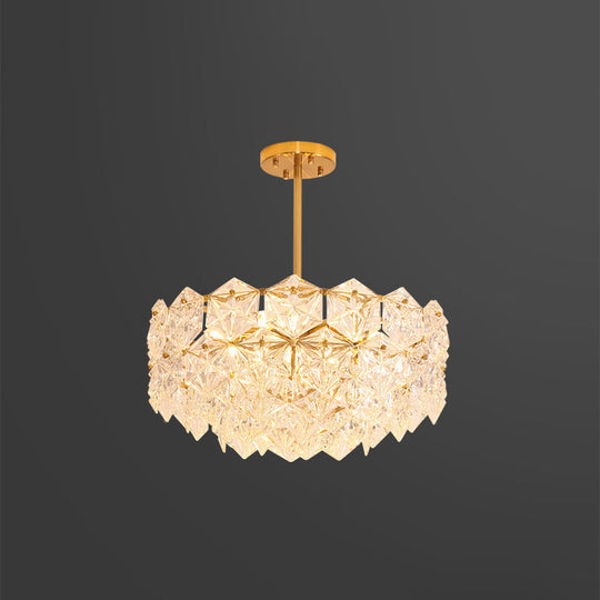 Modern Gold K9 Crystal Snowflake Chandelier Pendant Light