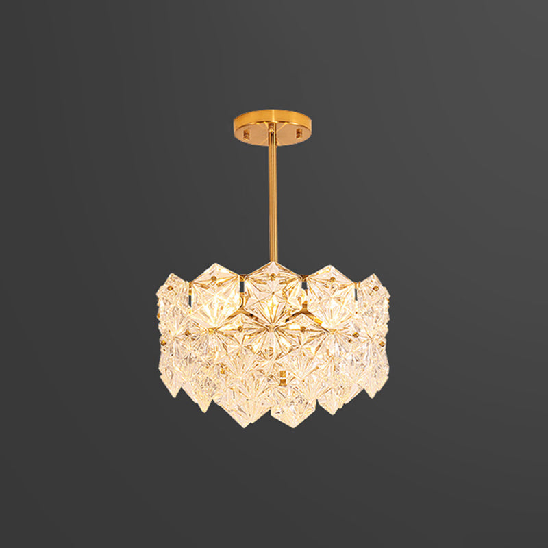 Modern Gold K9 Crystal Snowflake Chandelier Pendant Light