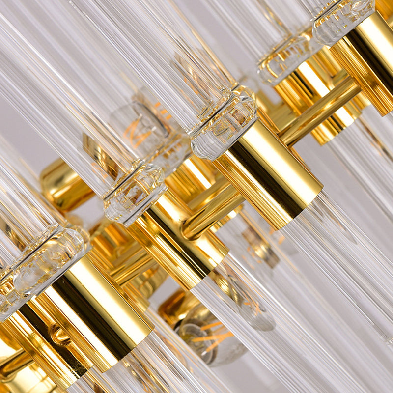 Gold Geometric Crystal Rod Chandelier Pendant Light - Postmodern Fixture