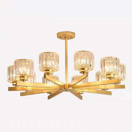 Post-Modern Crystal Cylindrical Chandelier Pendant Light For Living Room 10 / Gold