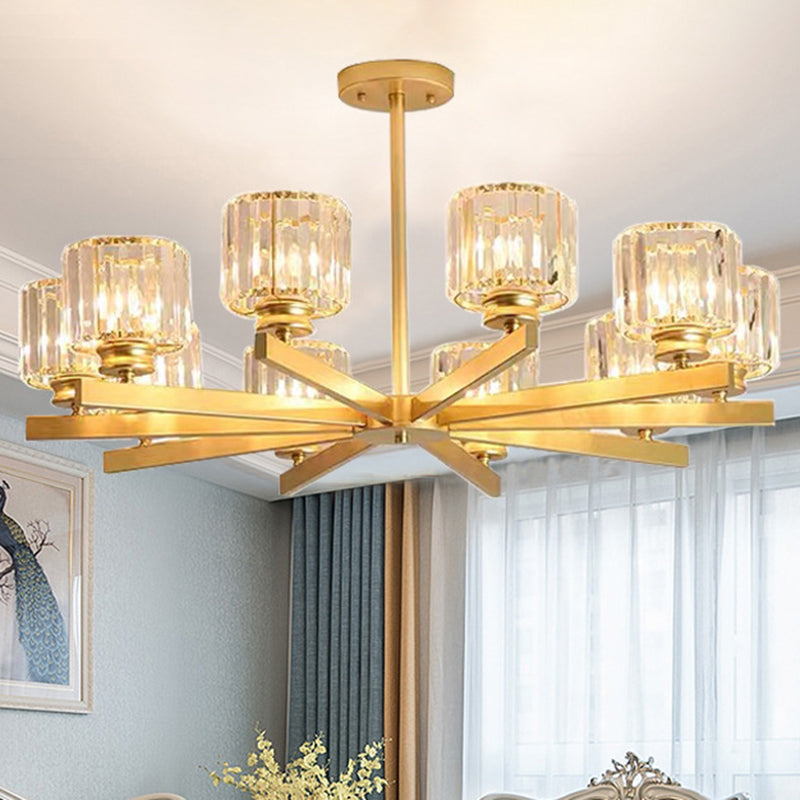 Post-Modern Crystal Cylindrical Chandelier Pendant Light For Living Room