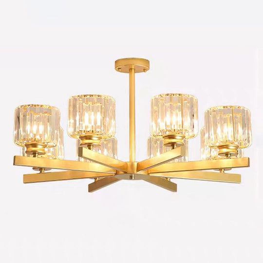Post-Modern Crystal Cylindrical Chandelier Pendant Light For Living Room 8 / Gold