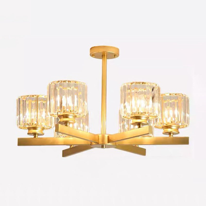 Post-Modern Crystal Cylindrical Chandelier Pendant Light For Living Room 6 / Gold
