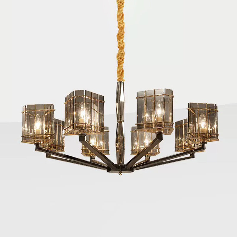 Black Smoked Glass Triangle Chandelier Light for Simplicity and Elegance in Living Room - Pendant Light Fixture