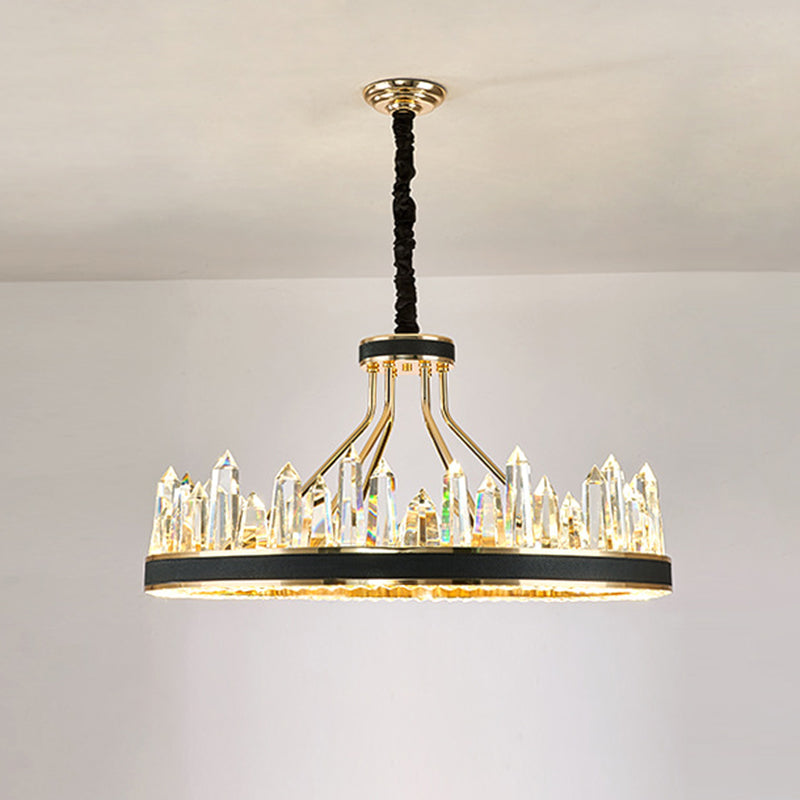 Minimalist Black Crystal Pendant Light For Living Room - Icicle Shaped Chandelier Lighting / 1 Tier