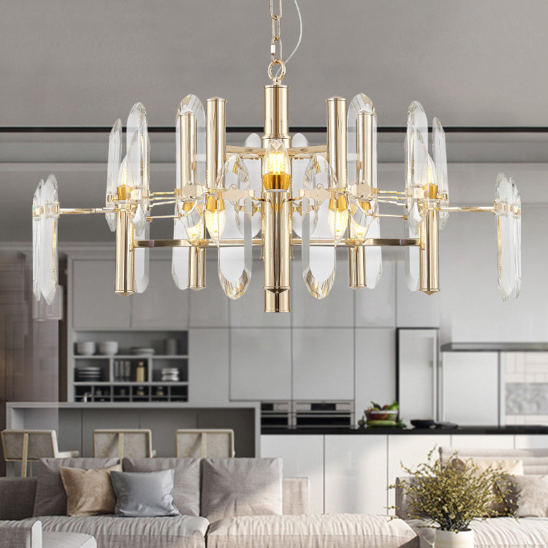 Artistic Clear K9 Crystal Sputnik Suspension Light In Gold