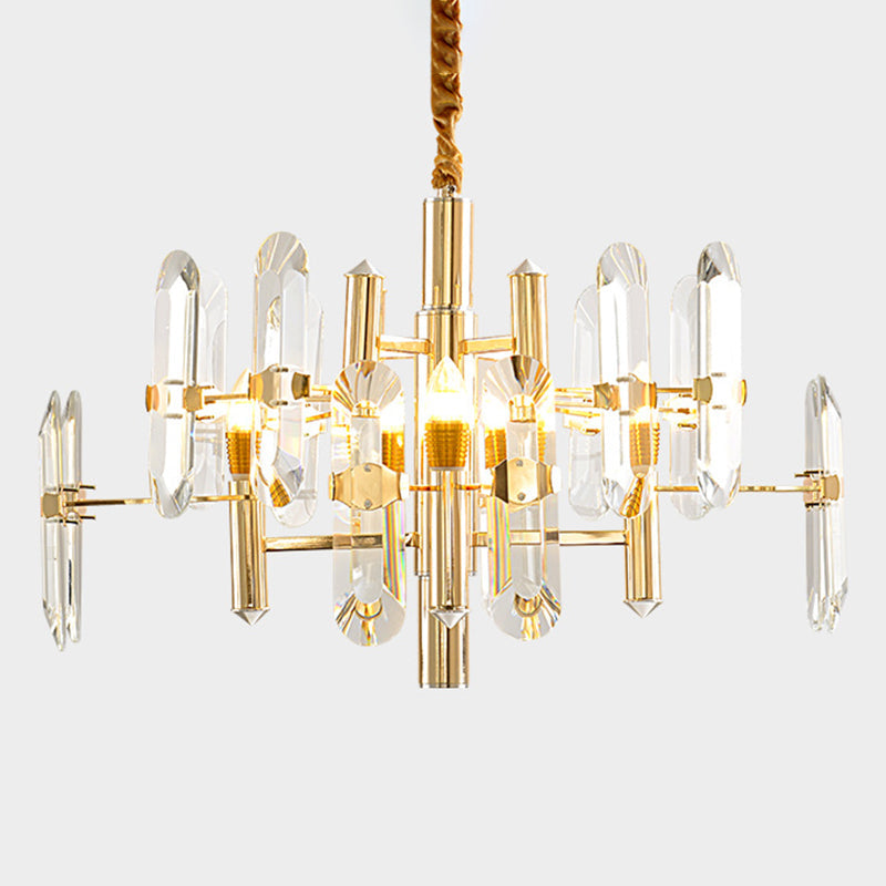 Artistic Clear K9 Crystal Sputnik Suspension Light In Gold