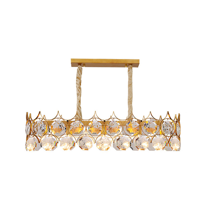 Modern Gold Geometric Chandelier Pendant Light with Crystal Beveled Detailing
