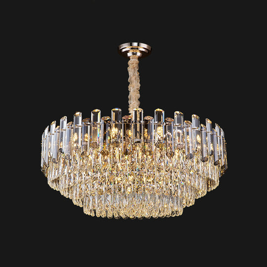 Modern Multi-Tiered Living Room Chandelier with K9 Crystal Simplicity - Clear Pendant Light Fixture