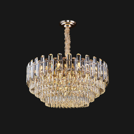 Modern Multi-Tiered Living Room Chandelier with K9 Crystal Simplicity - Clear Pendant Light Fixture