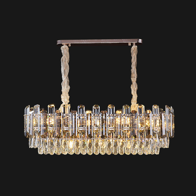 Modern Multi-Tiered Living Room Chandelier with K9 Crystal Simplicity - Clear Pendant Light Fixture