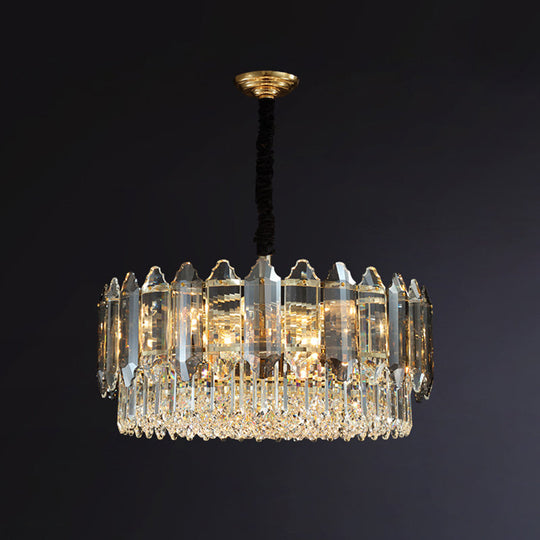 Modern Clear Crystal Ceiling Chandelier For Living Room / 23.5
